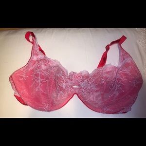 NWOT VS Red and White lace bra 38D